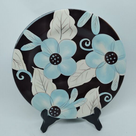 Laurie Gates "EMMA BLUE"  Round Floral 9" Salad Plate READ DESC - Picture 7 of 8